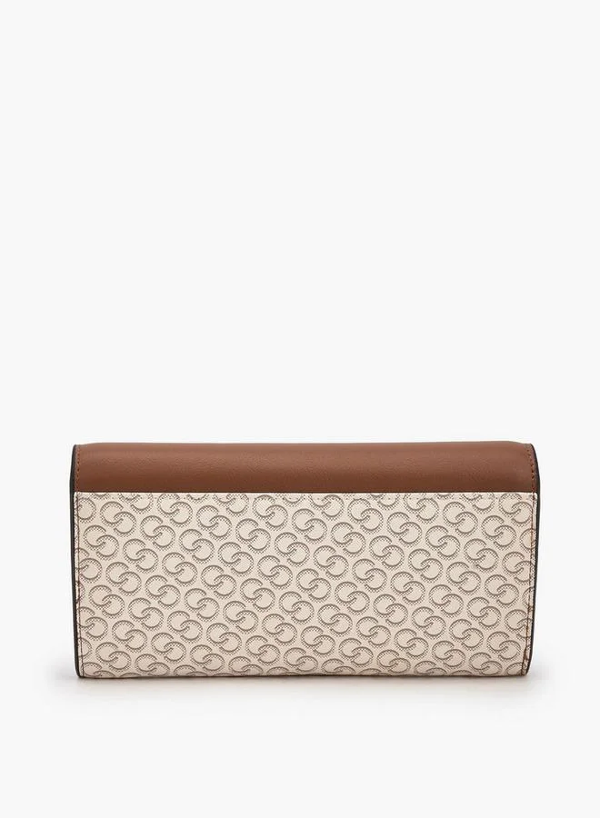 سيليست Monogram Print Wallet with Button Closure
